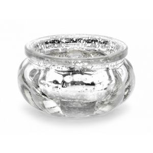 Świecznik szklany PartyDeco Srebrny, 3cm